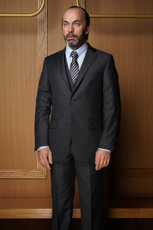 Costume trois pièces tradition gris anthracite tissu Vitale Barberis CTH1