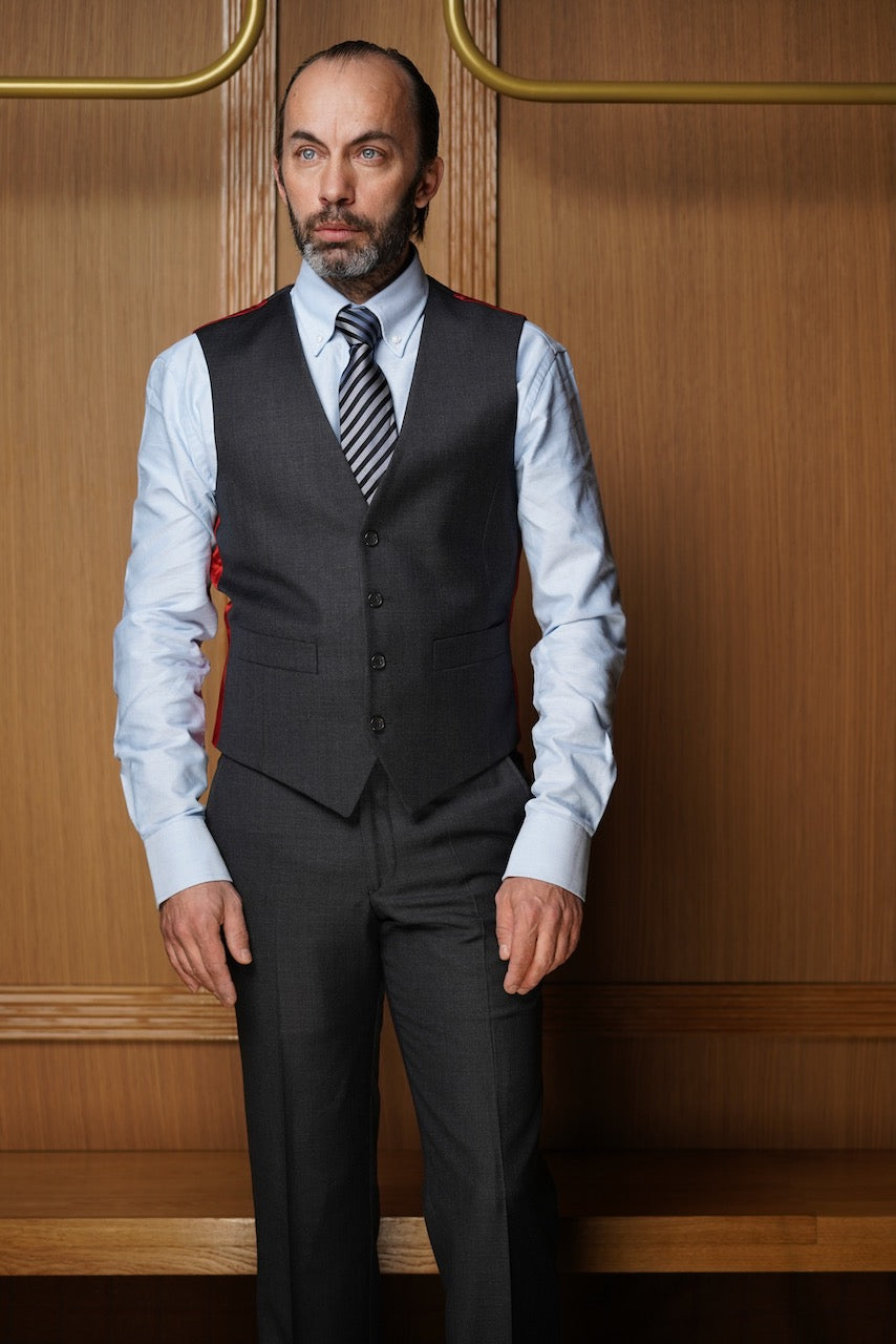 Costume trois pièces tradition gris anthracite tissu Vitale Barberis CTH1