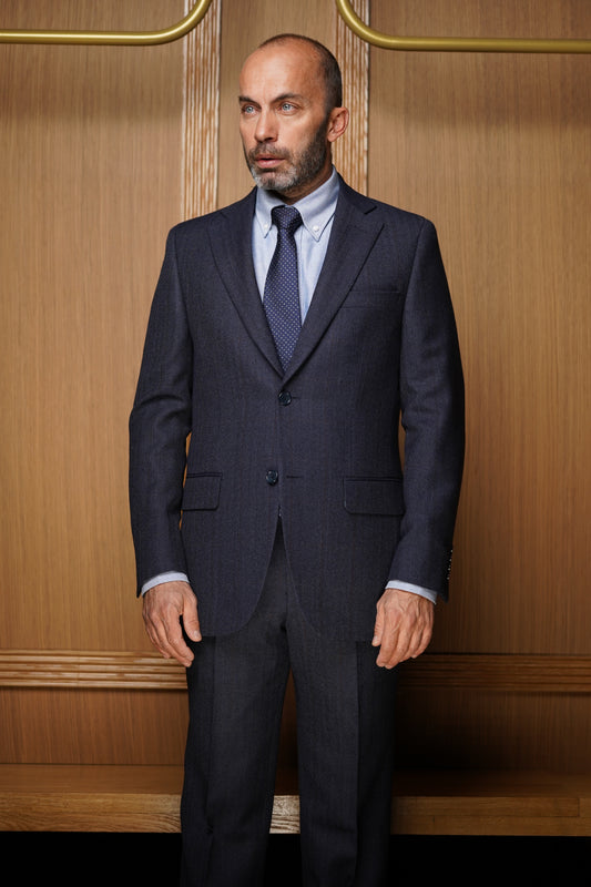 Costume tradition tissu huddersfield bleu carreaux fins CTH 607 BIS