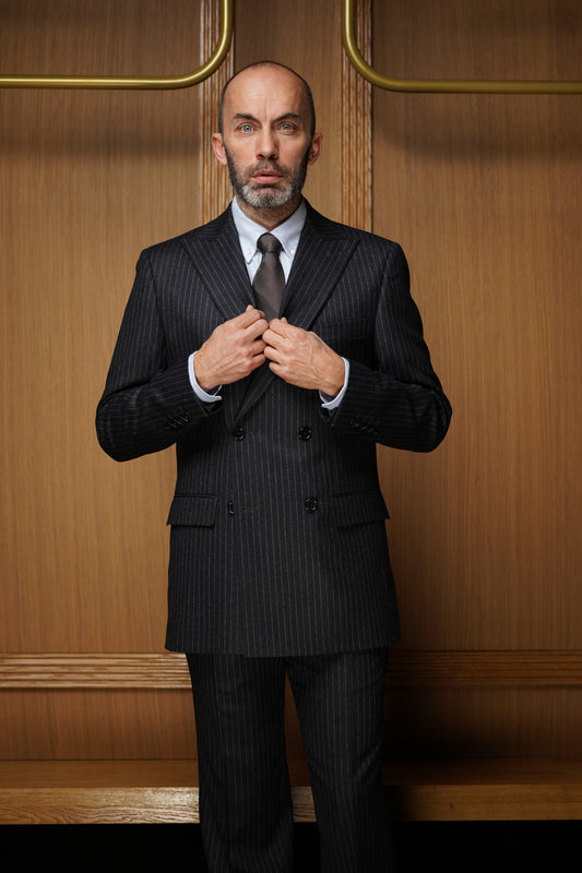 Costume tradition croisé flanelle rayure tennis CTX3