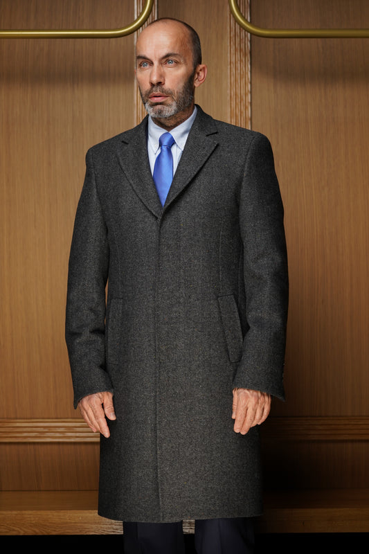 Manteau gris à chevrons pure laine MCH1