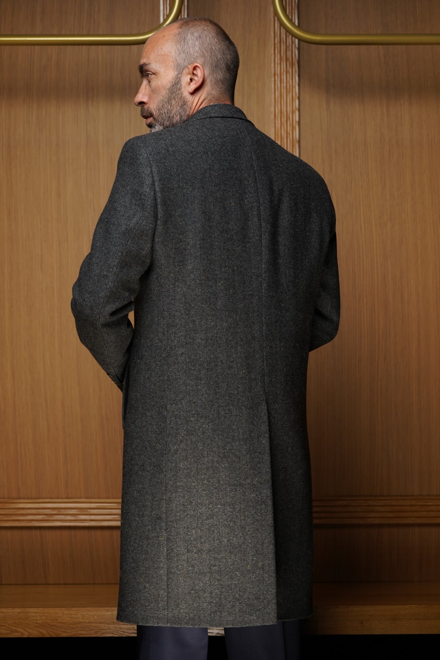 Manteau gris à chevrons pure laine MCH1