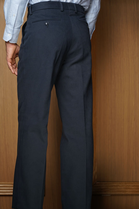 Pantalon en coton épais bleu marine à Pinces