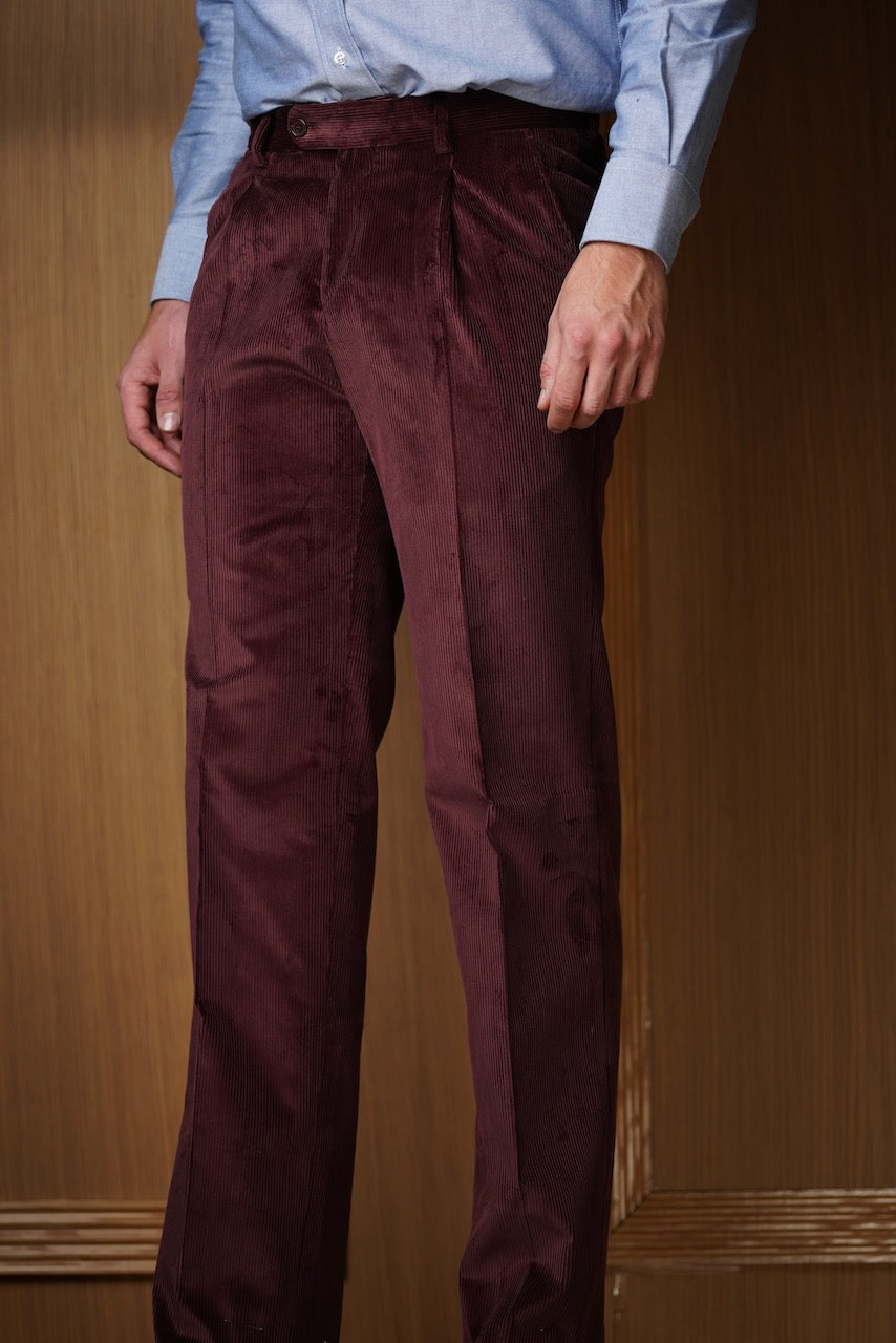 Pantalon en velours à pinces épaisseur classique 🔵
