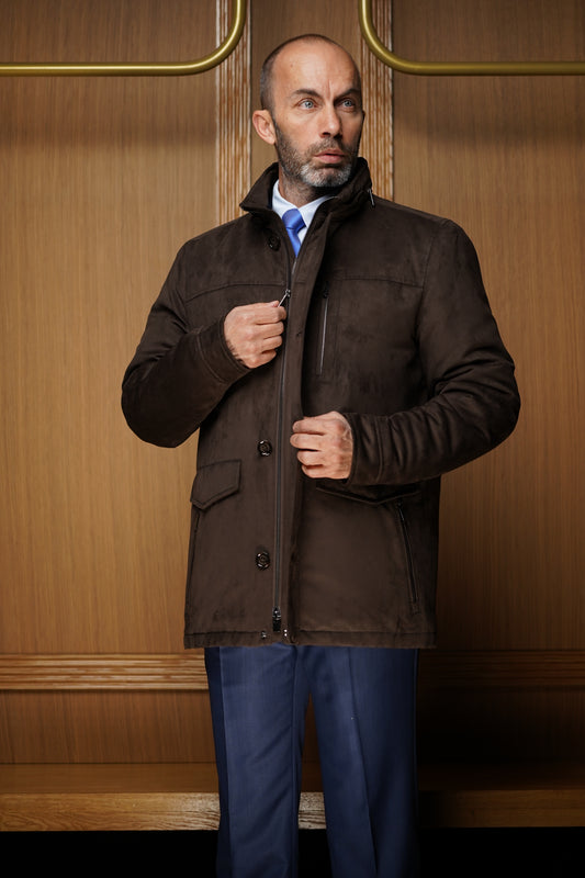Parka Bugatti marron en microfibre