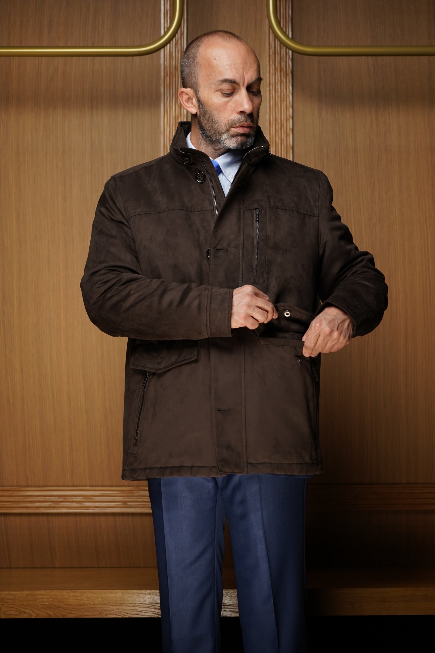 Parka Bugatti marron en microfibre