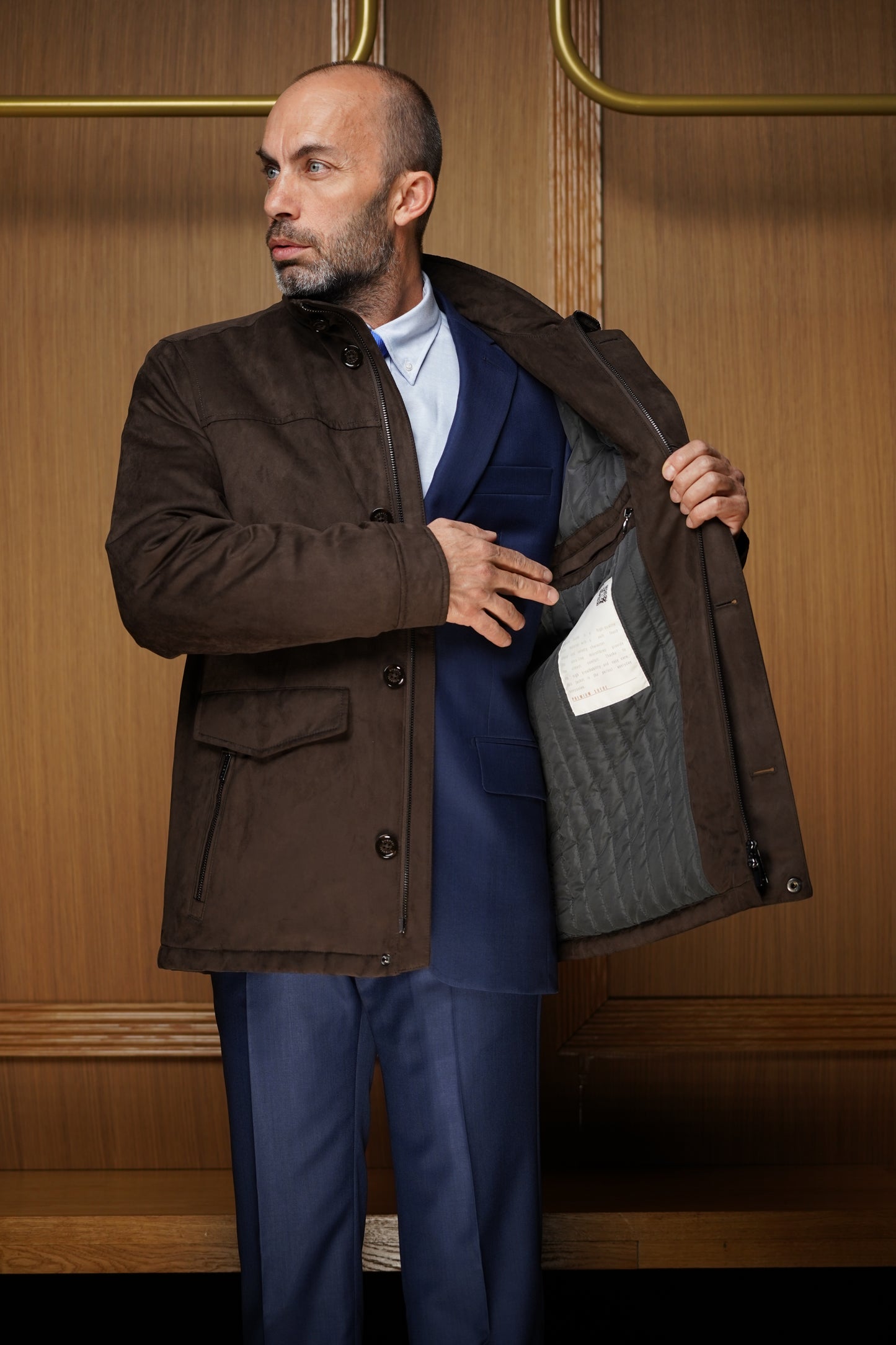 Parka Bugatti marron en microfibre