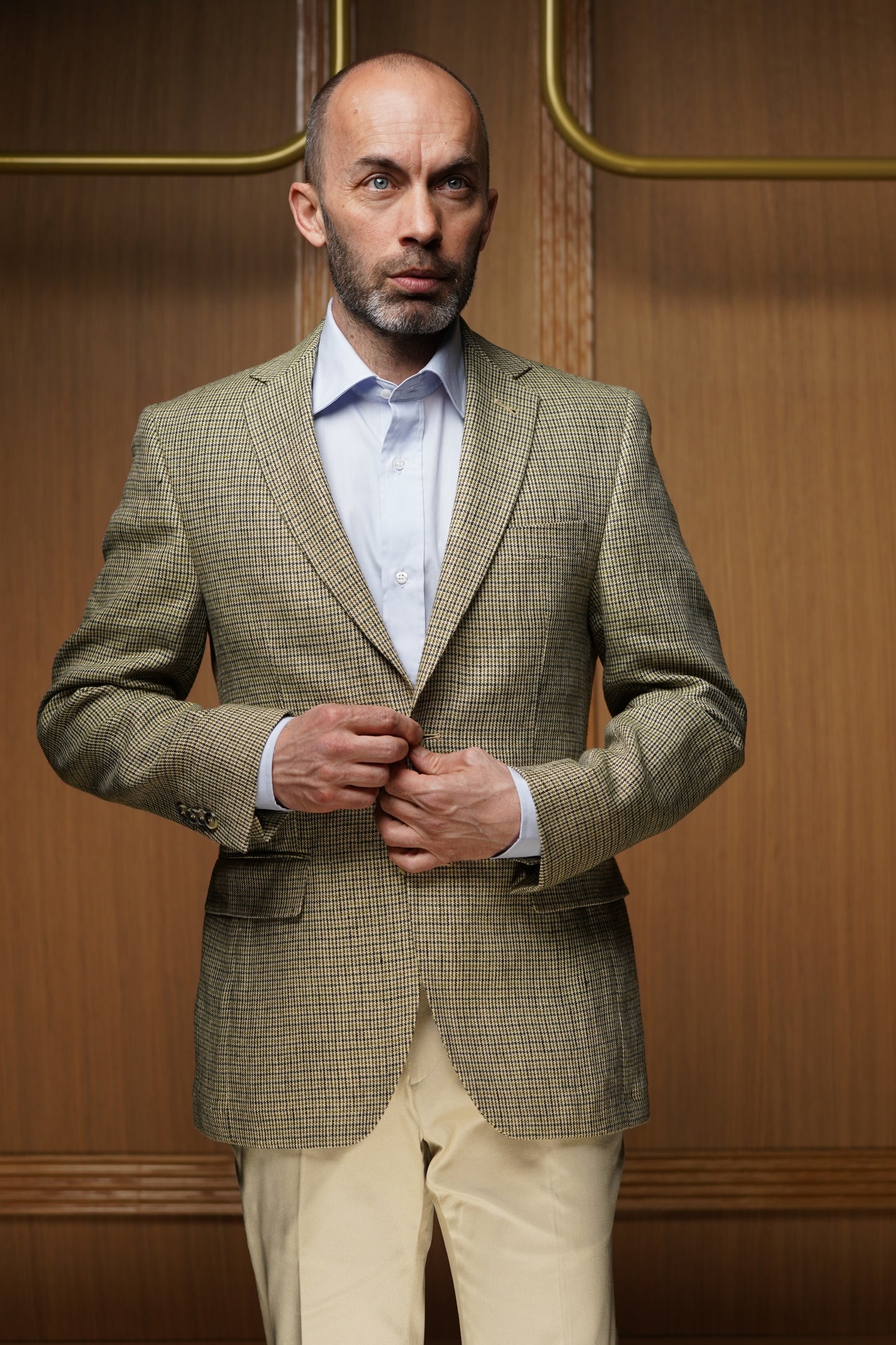 Veste pied de poule beige verte non- doublée VE507