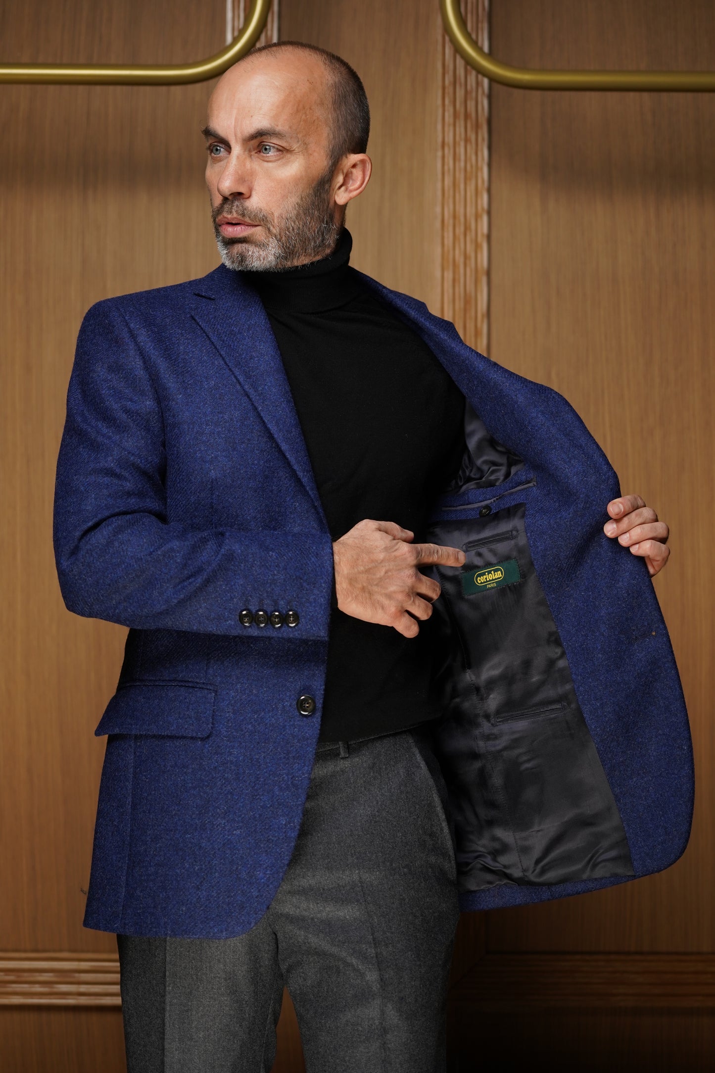 Veste en tweed tissu Moon bleu roi VH 601