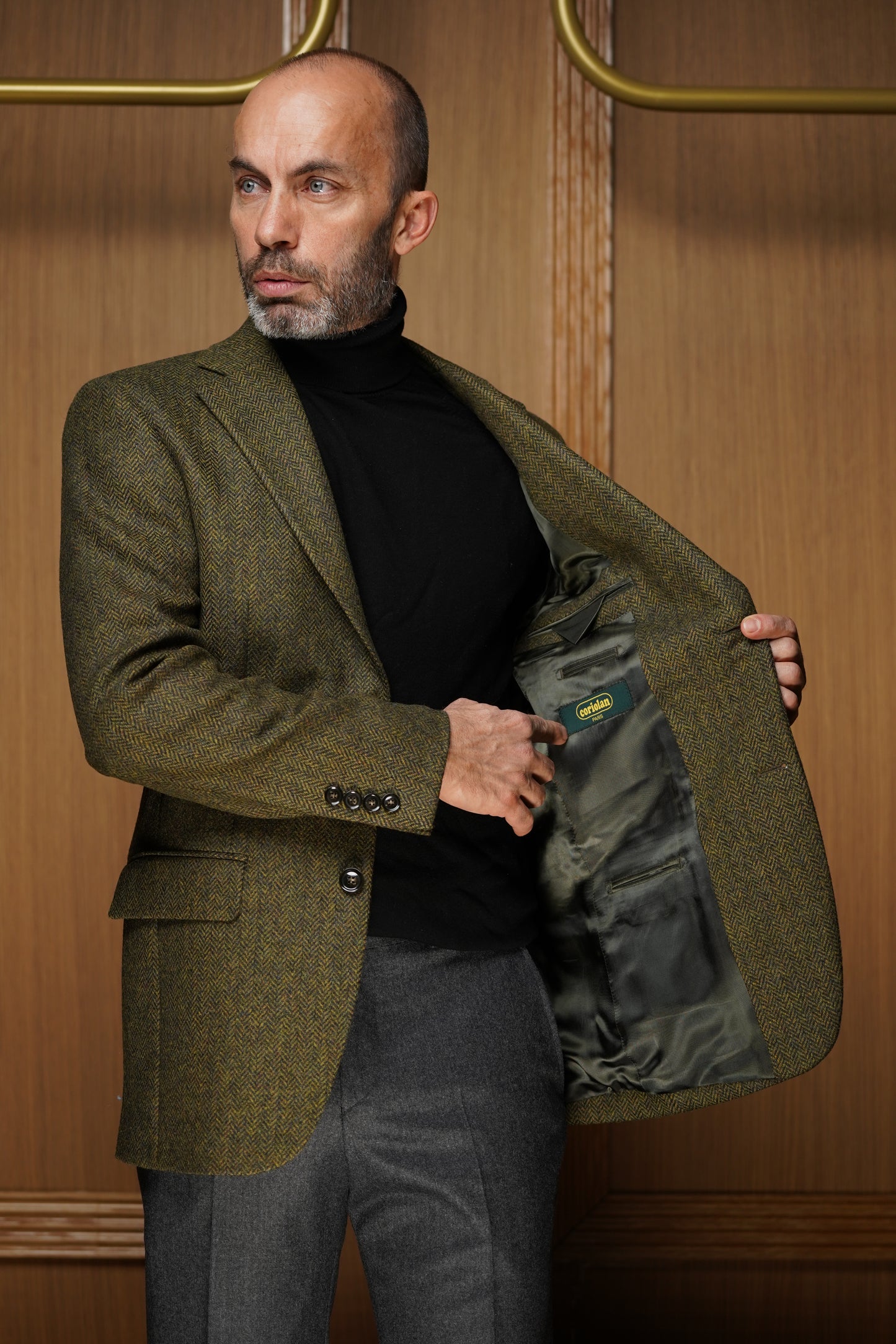 Veste Pure laine à chevrons verte VH602