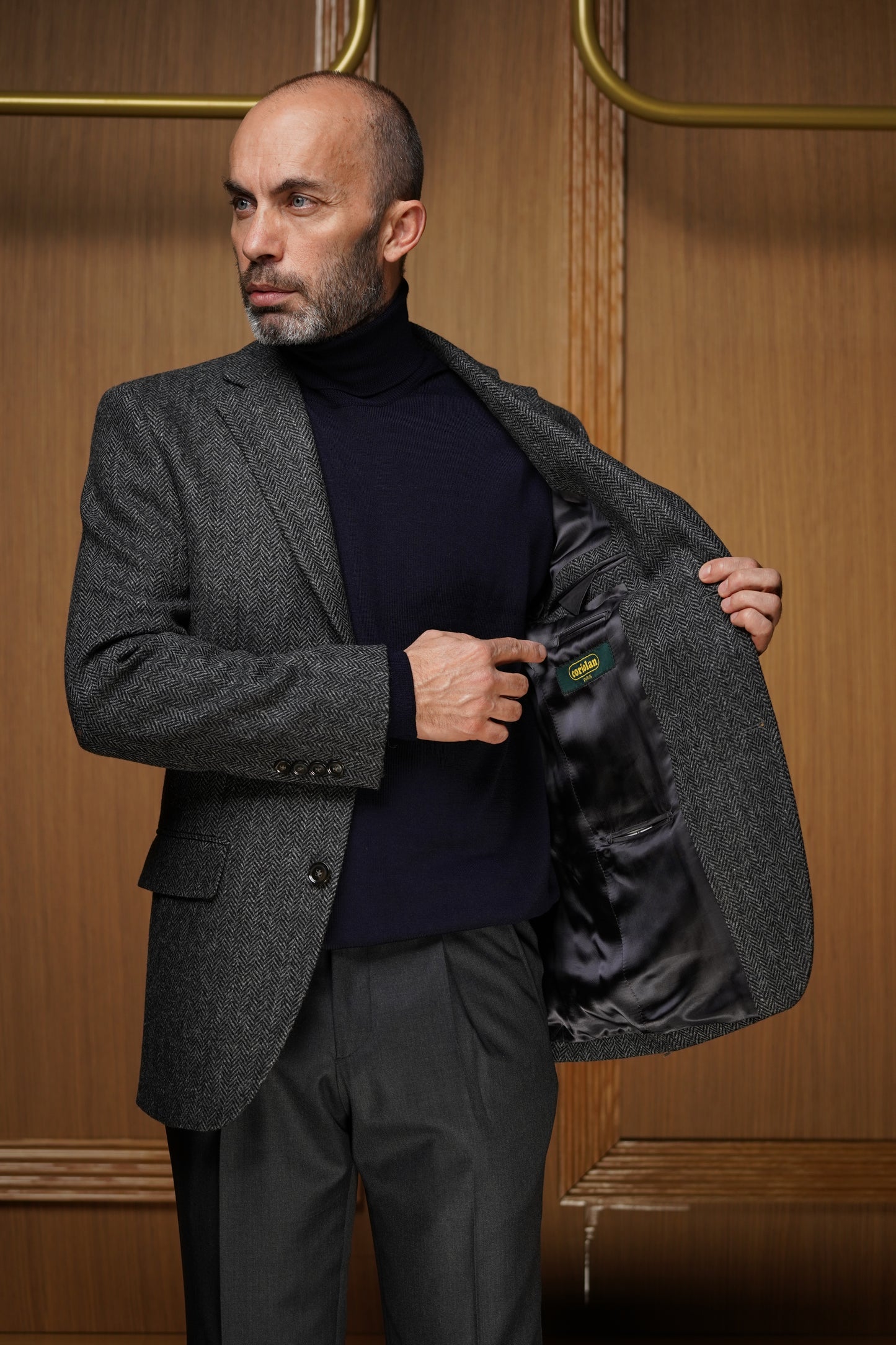 Veste tweed grise à chevrons VH605