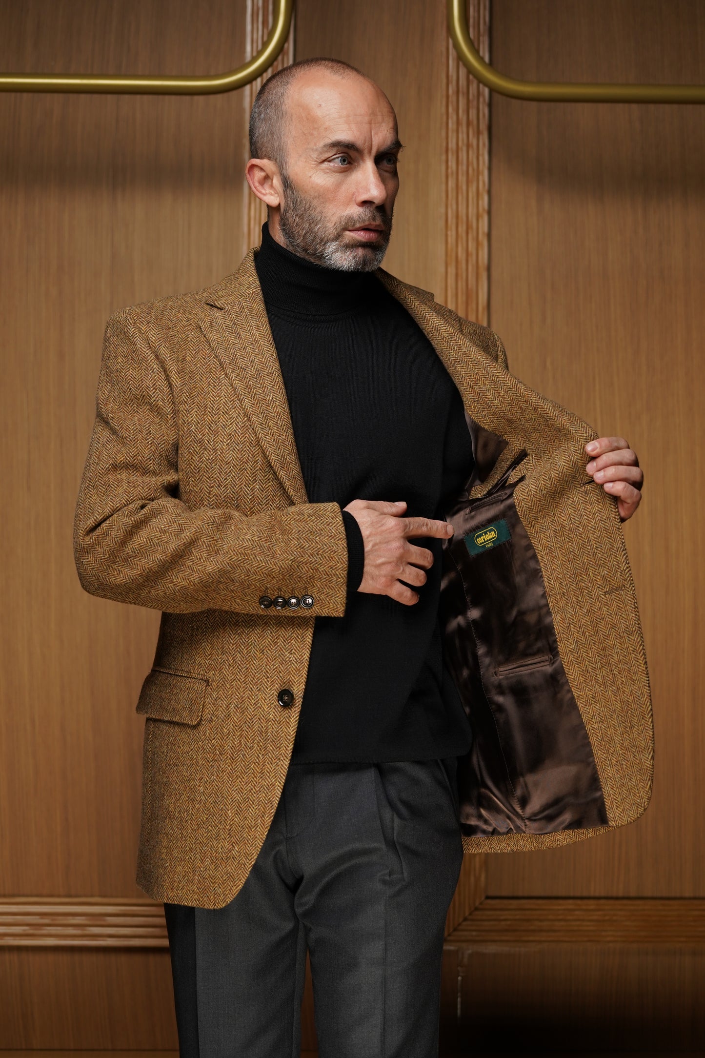 Veste pure laine à chevrons marron VH606