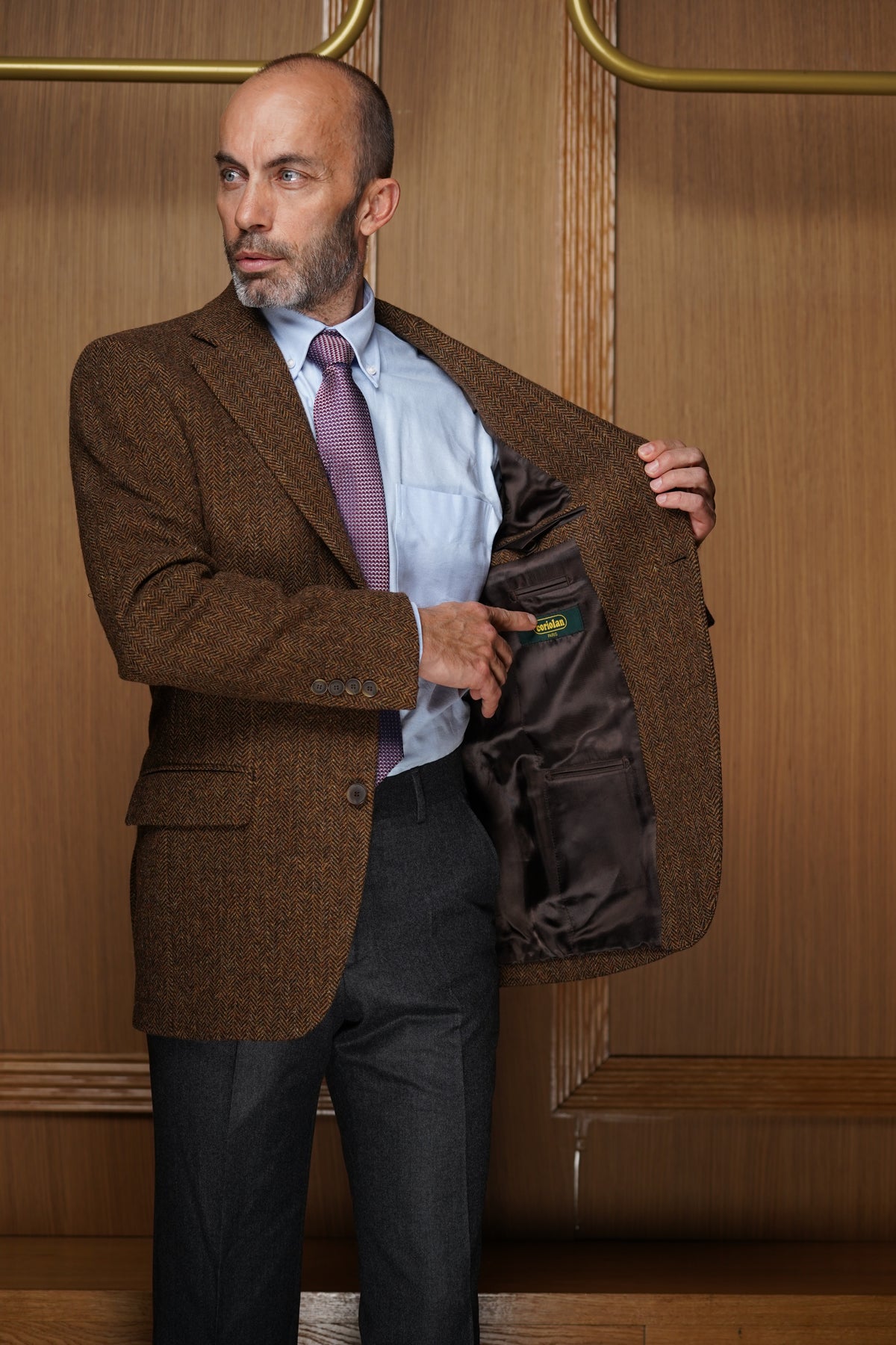 Veste pure laine à chevrons marron VH710