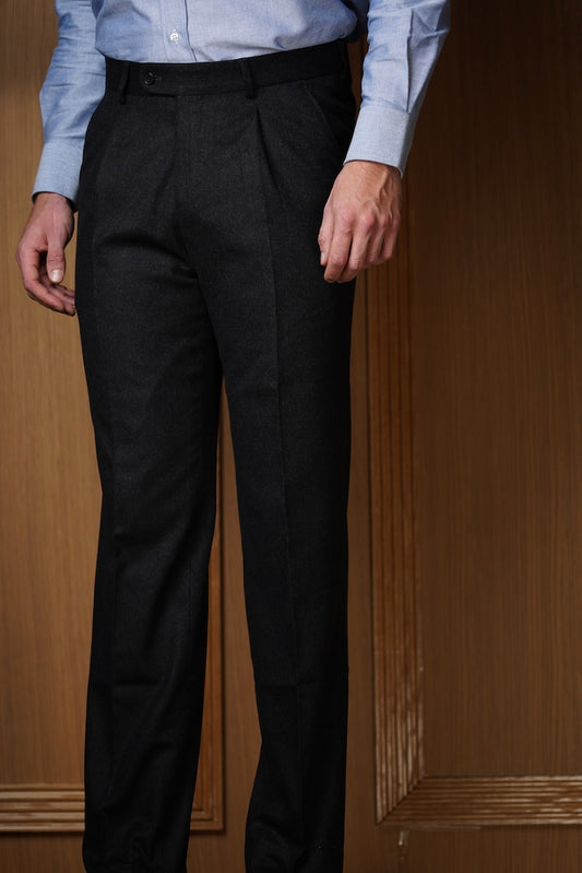 Pantalon en Flanelle à pinces 100 % Laine