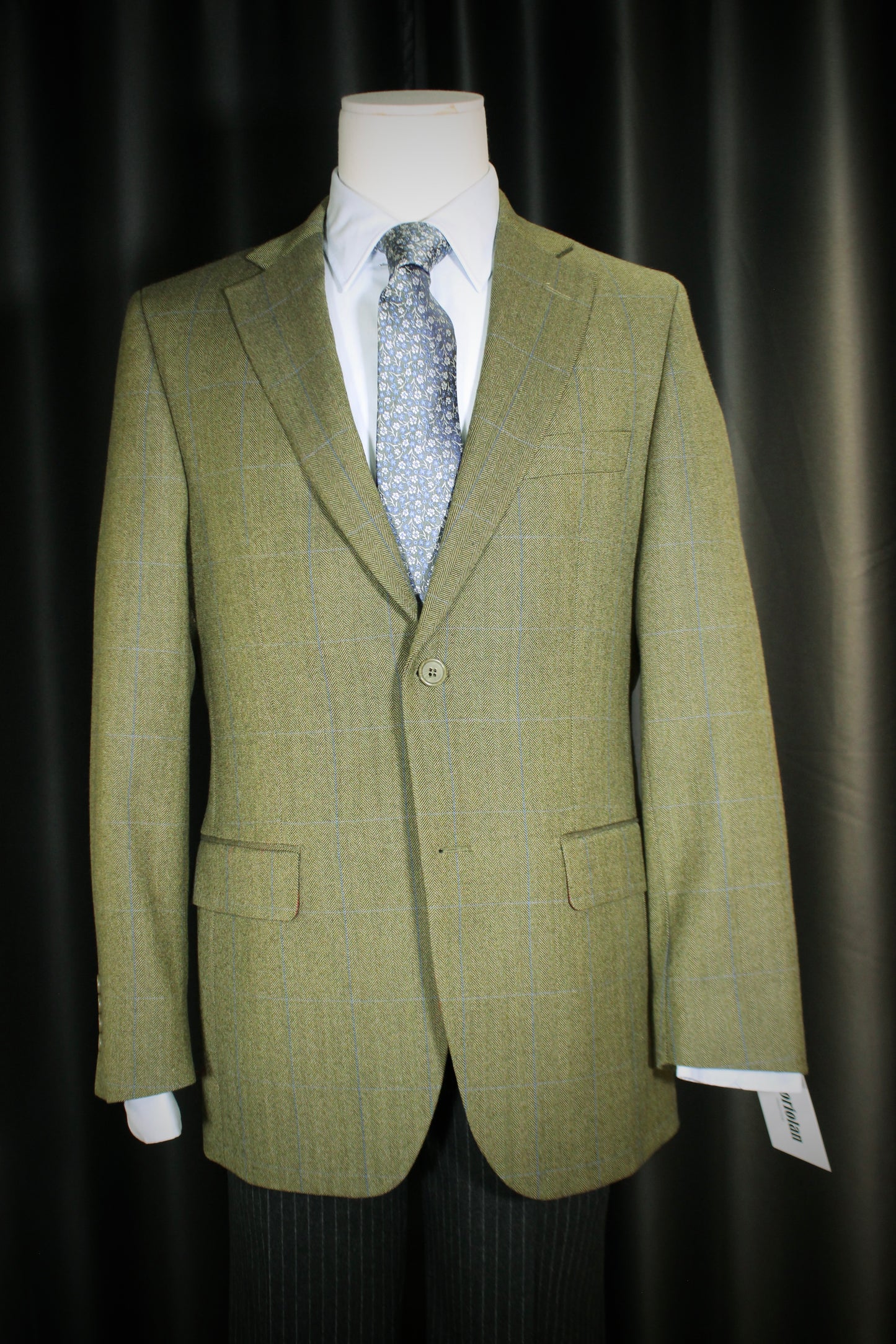 Veste Tradition chevrons vert carreaux fenêtre bleu VTH 609