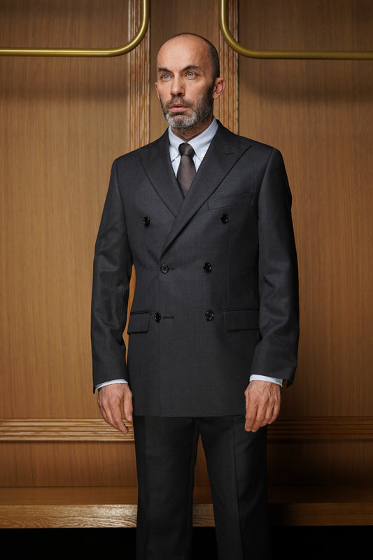 Costume Tradition croisé gris anthracite CTHX1