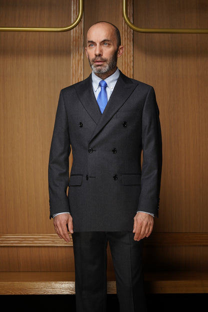 Costume tradition croisé en flanelle gris CTX4