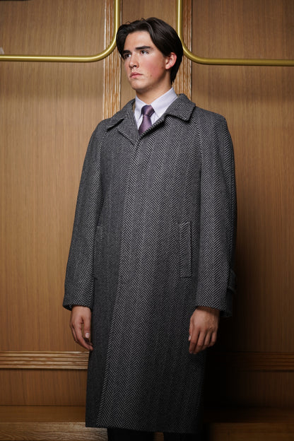 Manteau raglan pur cachemire gris à chevrons Francia C