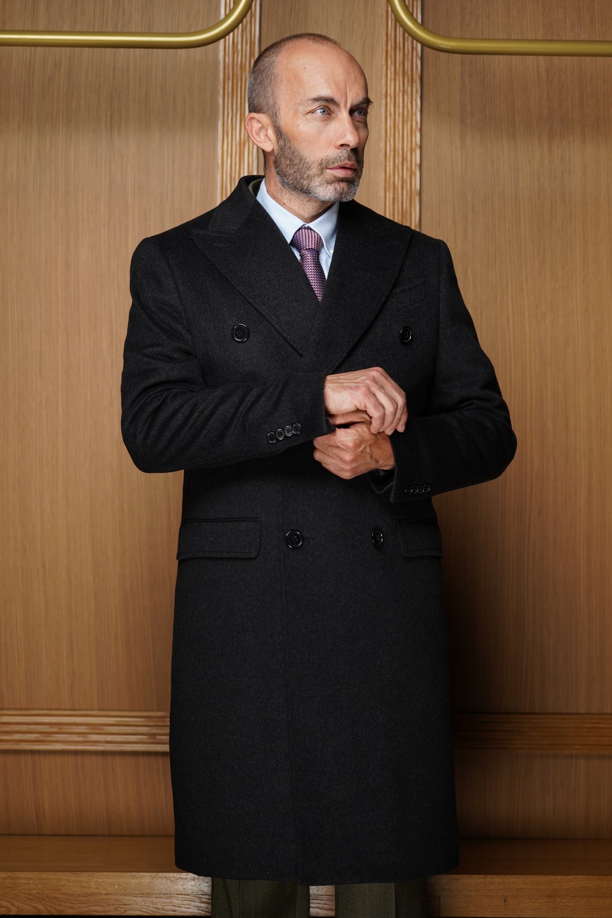 Manteau croisé  100 % cachemire Gris anthracite MX3