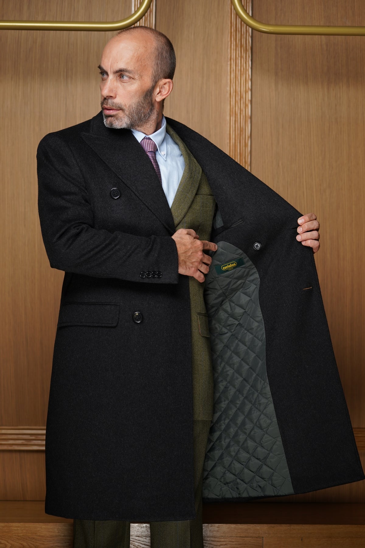 Manteau croisé  100 % cachemire Gris anthracite MX3