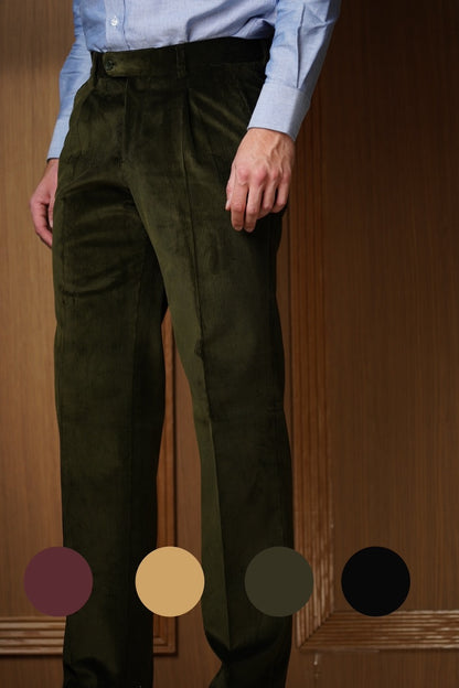 Pantalon en velours à pinces épaisseur classique 🔵