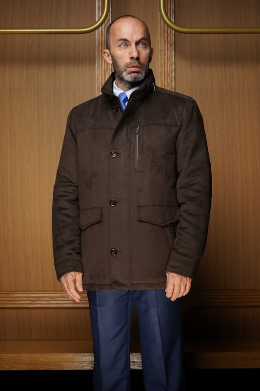 Parka Bugatti marron en microfibre