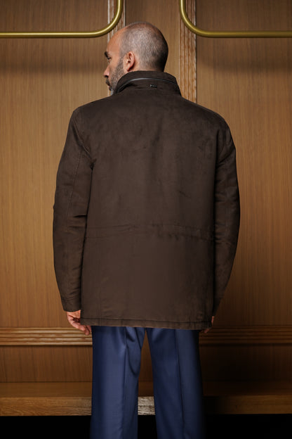 Parka Bugatti marron en microfibre