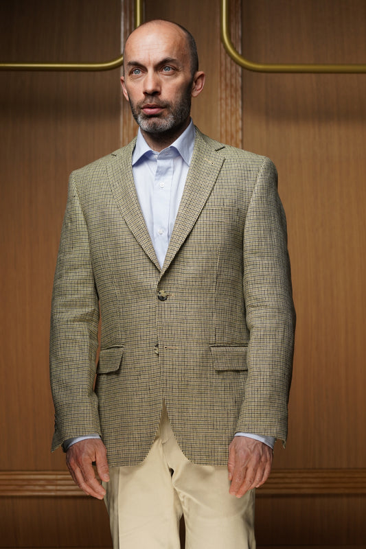 Veste pied de poule beige verte non- doublée VE507