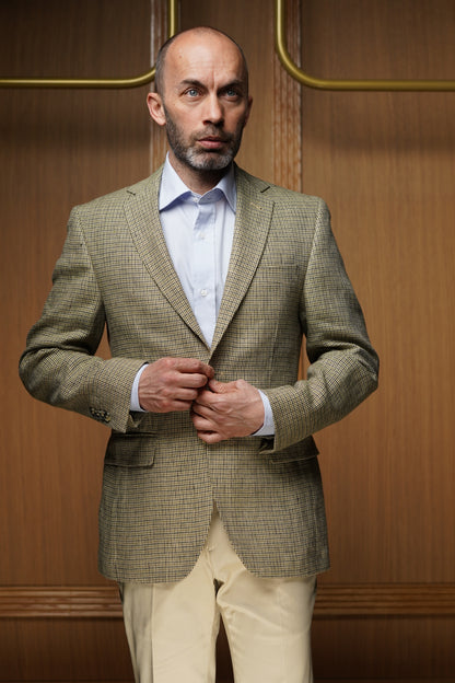 Veste pied de poule beige verte non- doublée VE507