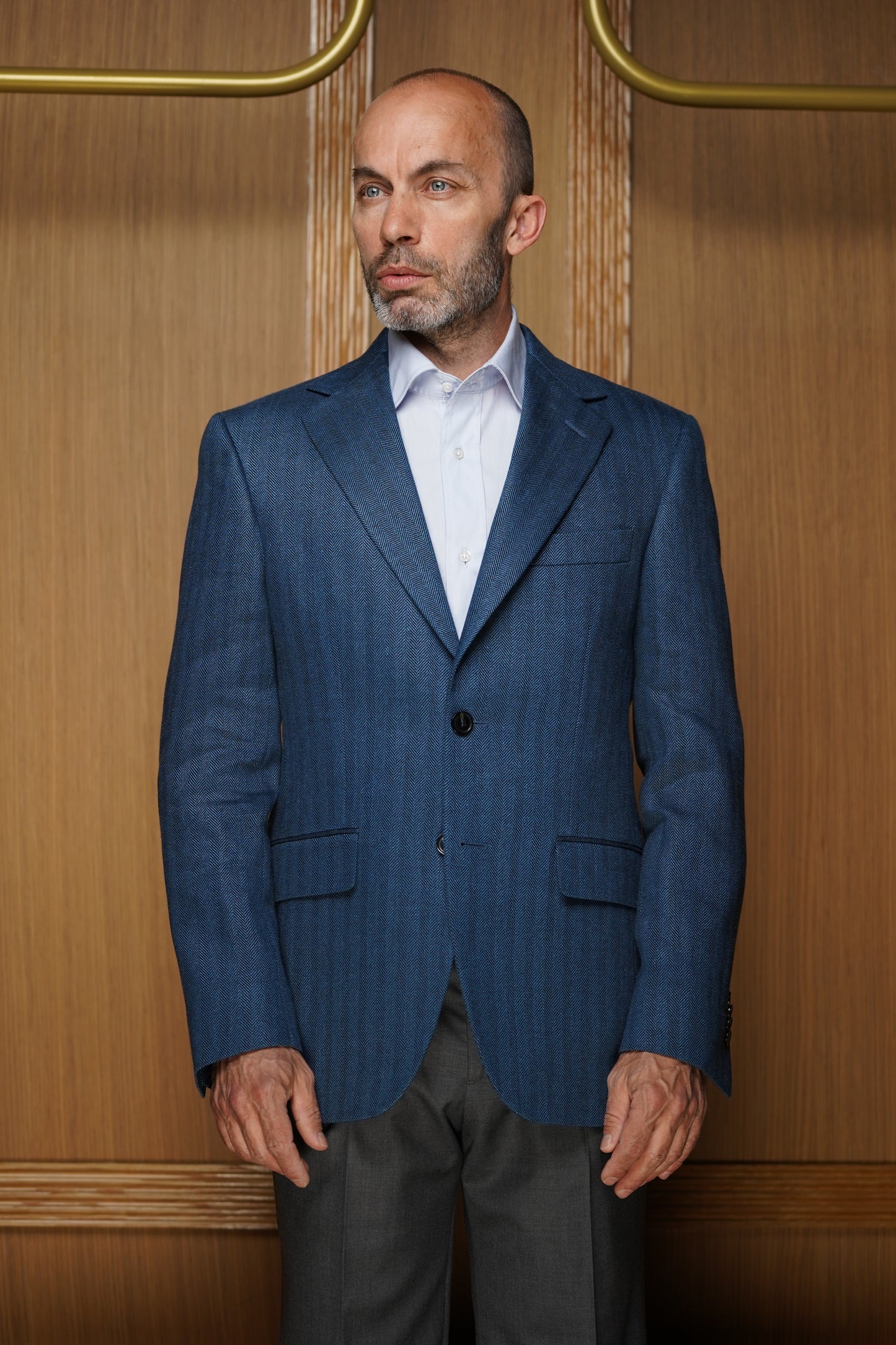 Veste chevrons bleu lin & coton VE 602
