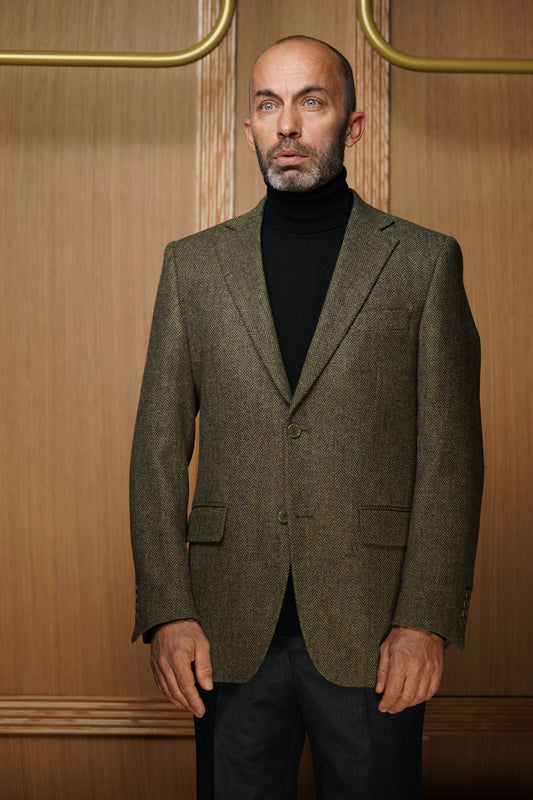 Veste verte en tweed à chevrons VH305