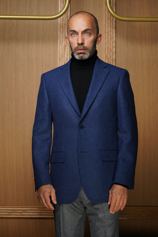 Veste en tweed bleu roi VH306