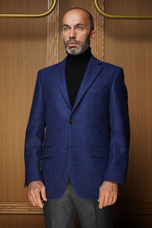 Veste en tweed tissu Moon bleu roi VH 601