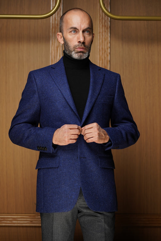 Veste en tweed tissu Moon bleu roi VH 601