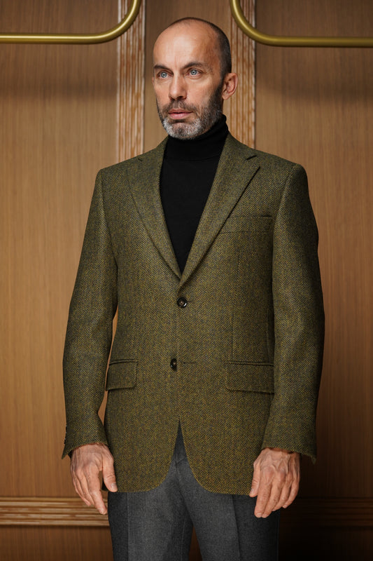 Veste Pure laine à chevrons verte VH602