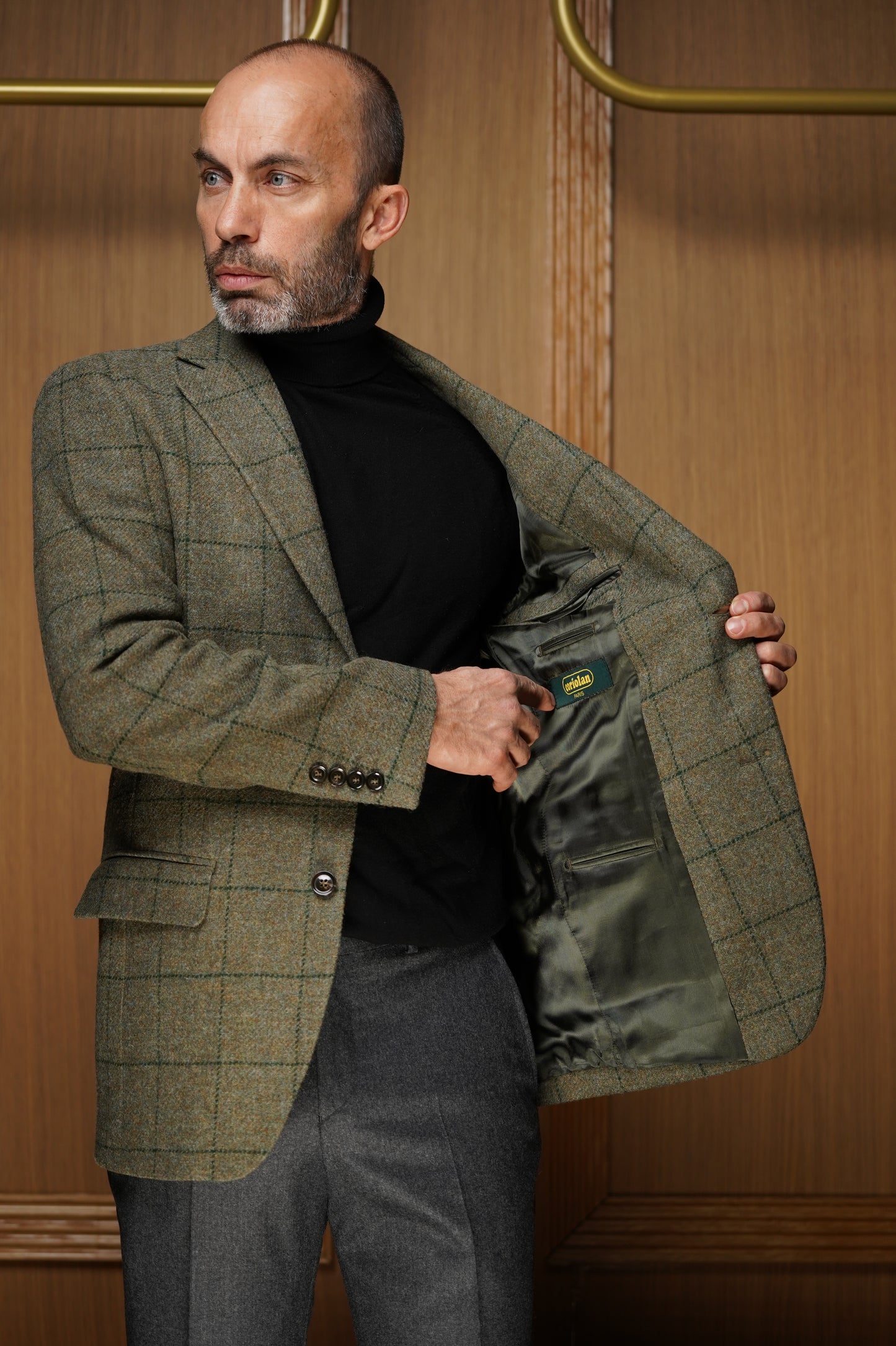Veste en tweed vert carreaux fenêtre VH603