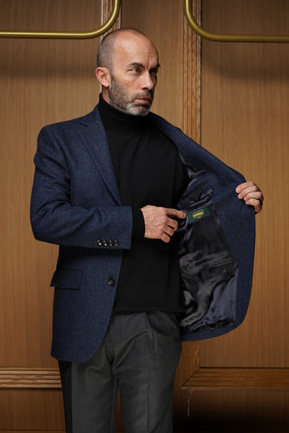 Veste tweed bleu à chevrons VH604