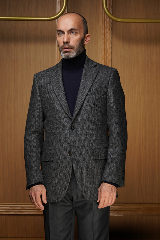 Veste tweed grise à chevrons VH605
