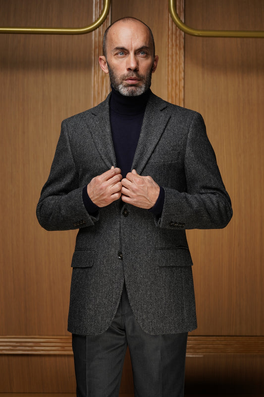 Veste tweed grise à chevrons VH605