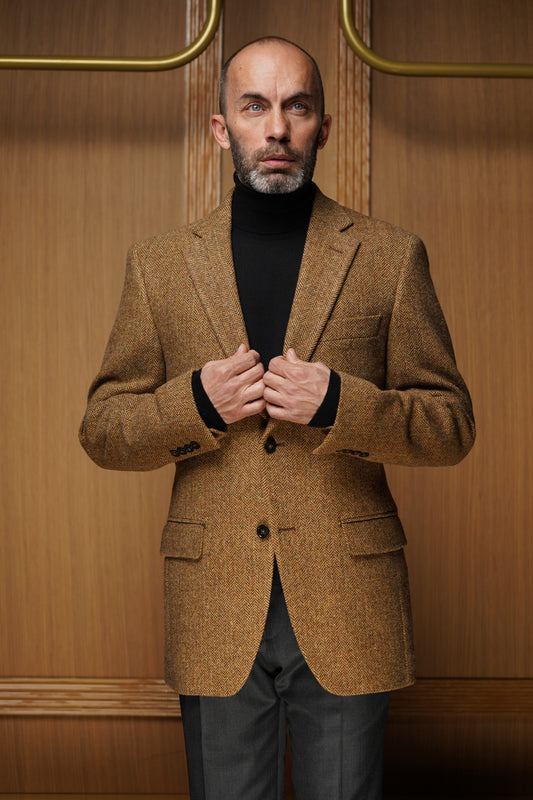 Veste pure laine à chevrons marron VH606