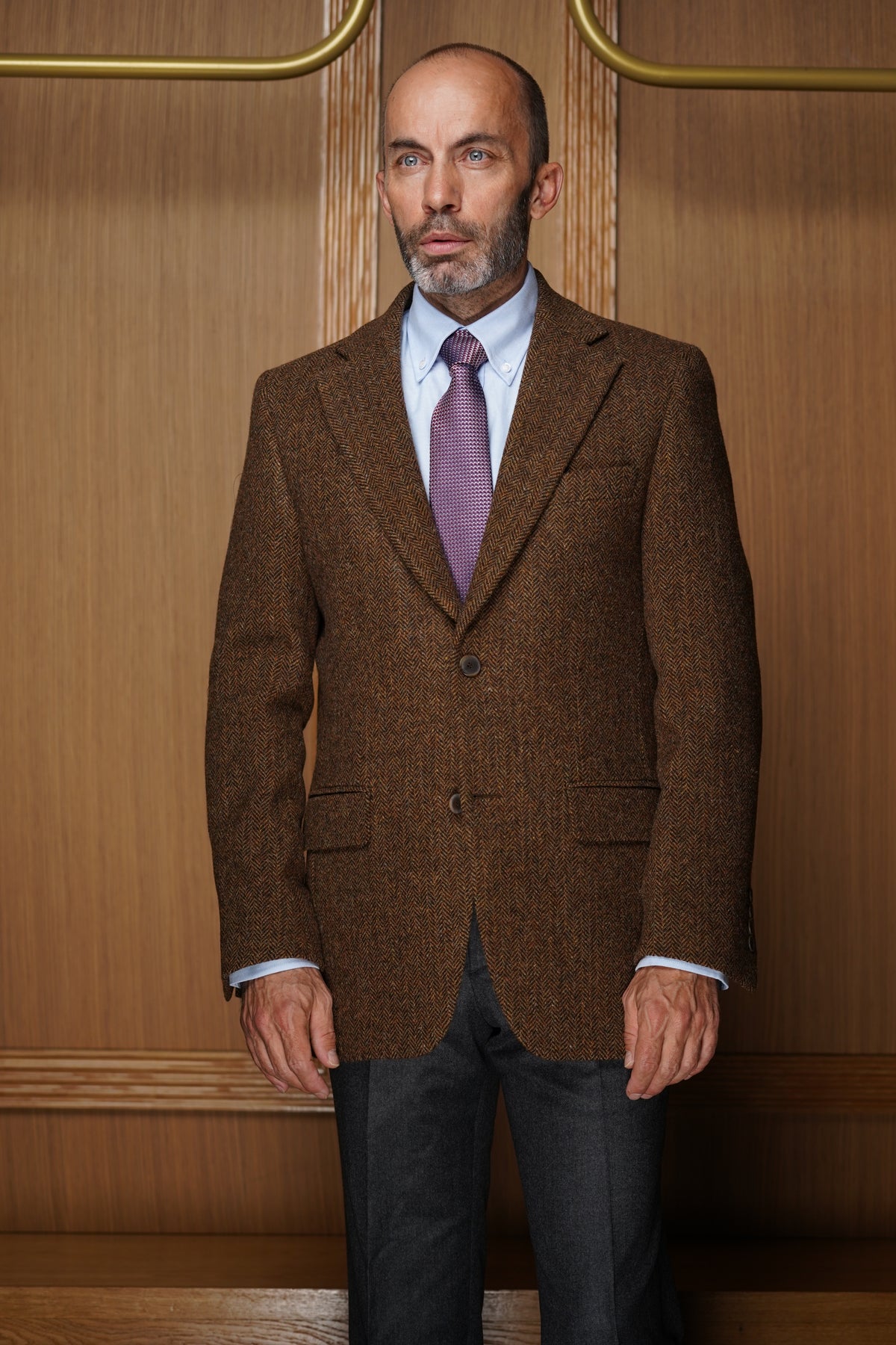 Veste pure laine à chevrons marron VH710