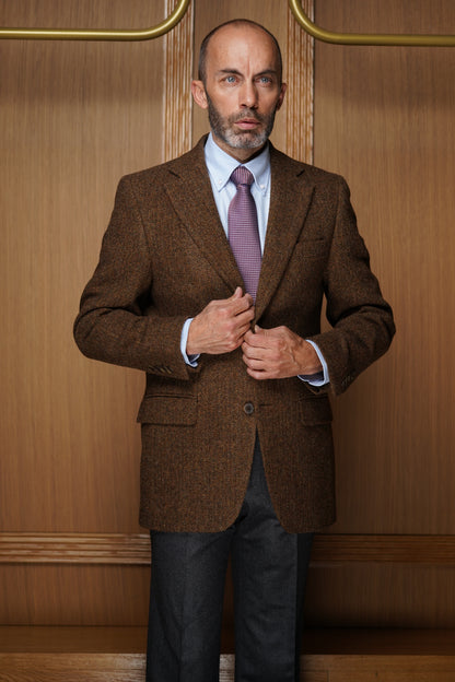 Veste pure laine à chevrons marron VH710