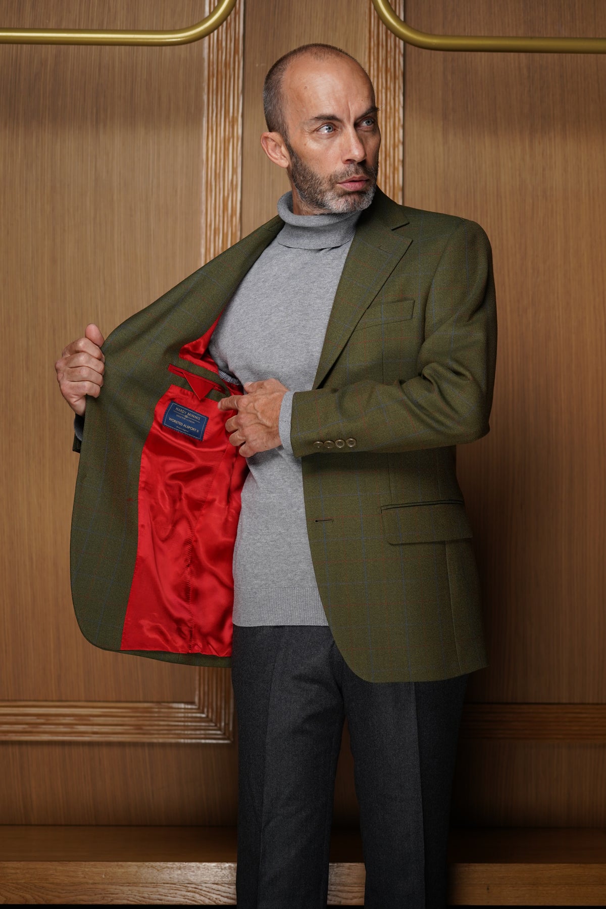 Veste tradition verte carreaux fenêtre fins tissu Huddersfield VH715