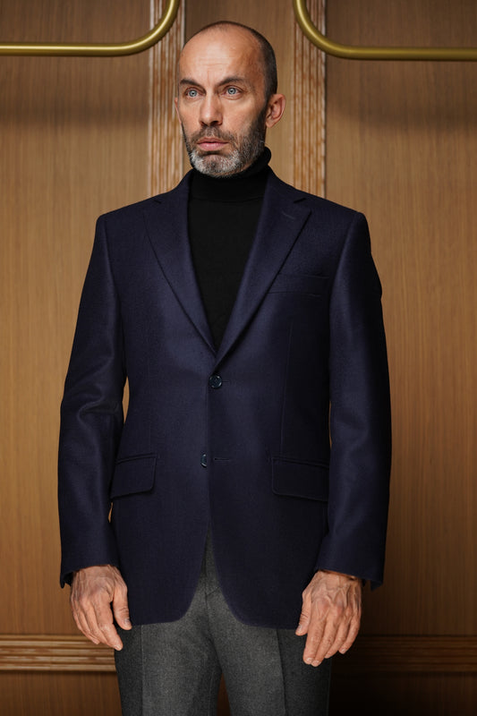 Veste tradition pur cachemire bleu  VTH602