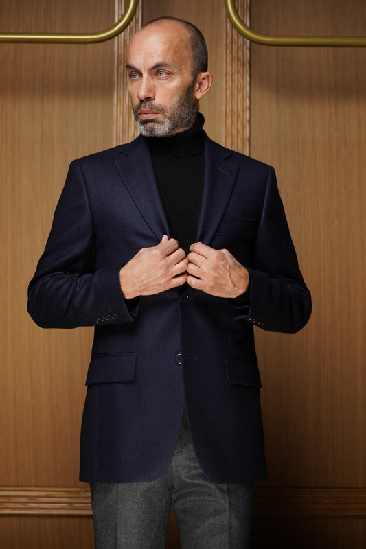 Veste tradition pur cachemire bleu  VTH602