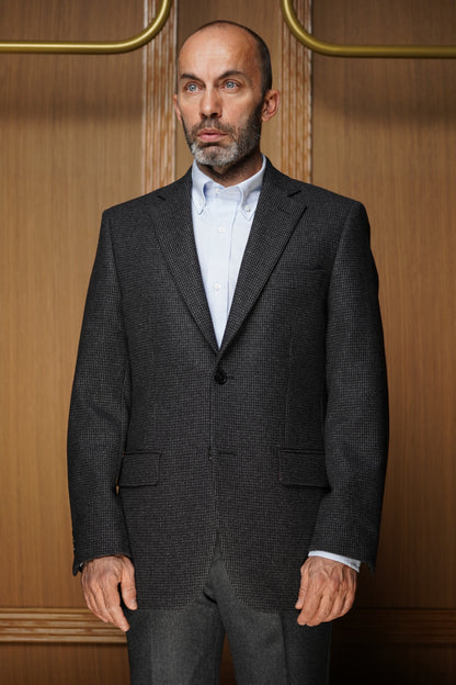Veste tradition pur cachemire pied de piule grise VTH603