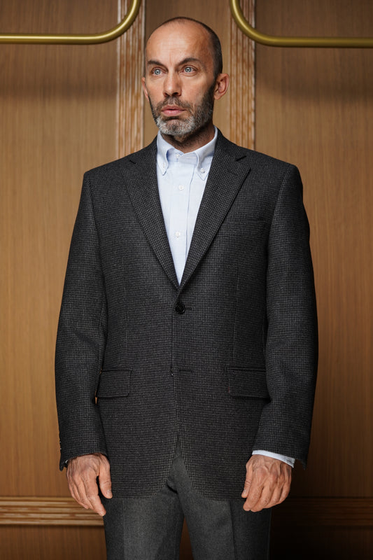 Veste tradition pur cachemire pied de piule grise VTH603
