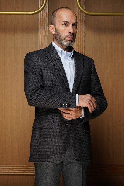 Veste tradition pur cachemire pied de piule grise VTH603
