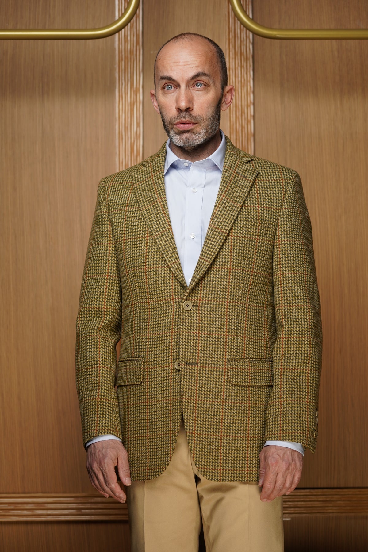 Veste tradition pied de poule verte & beige VTH607