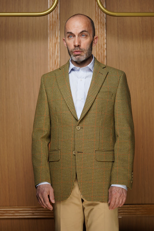 Veste tradition pied de poule verte & beige VTH607